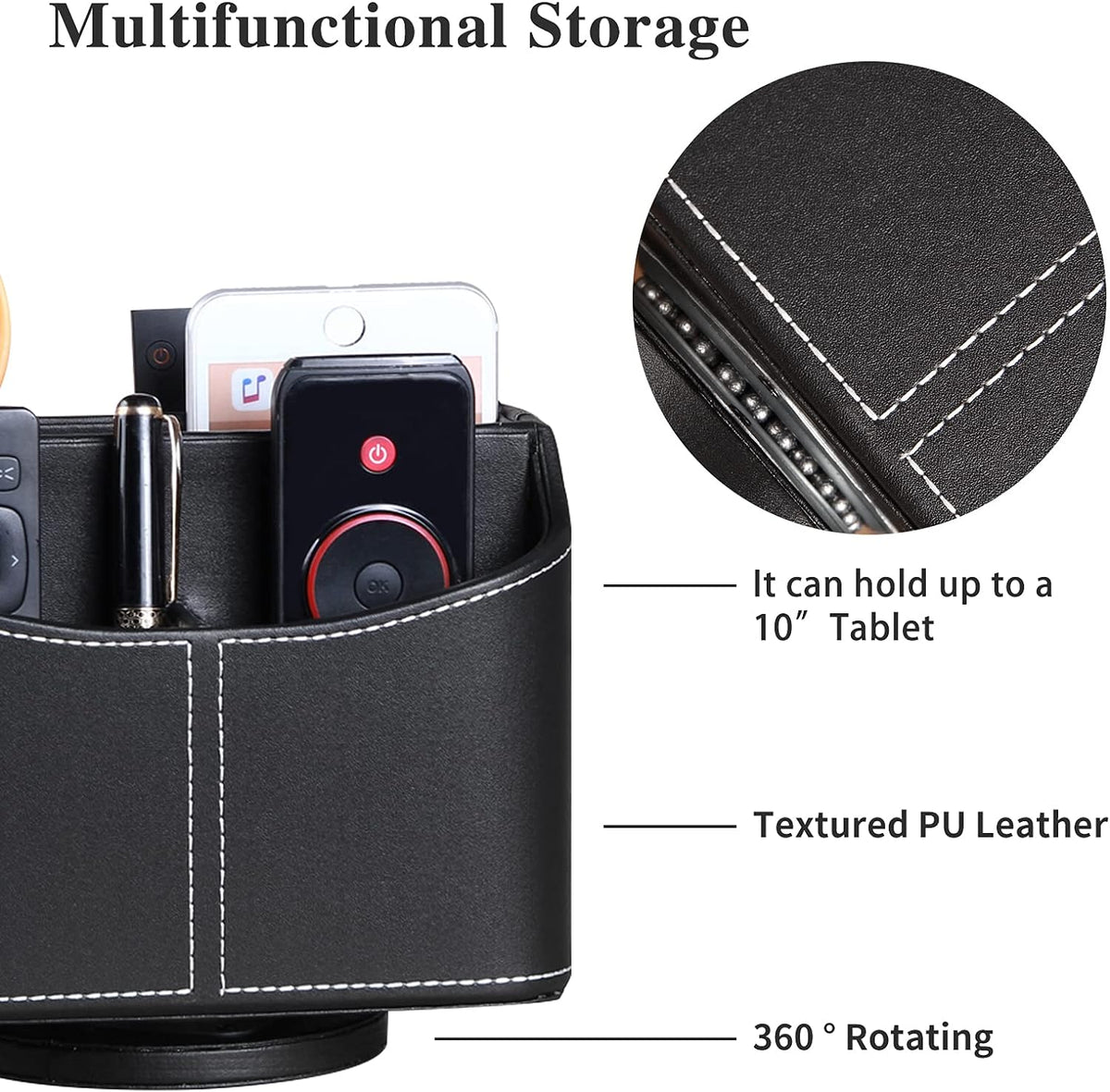 360° Rotatable Remote Control Holder,Tv Remote Caddy for Nightstand Table