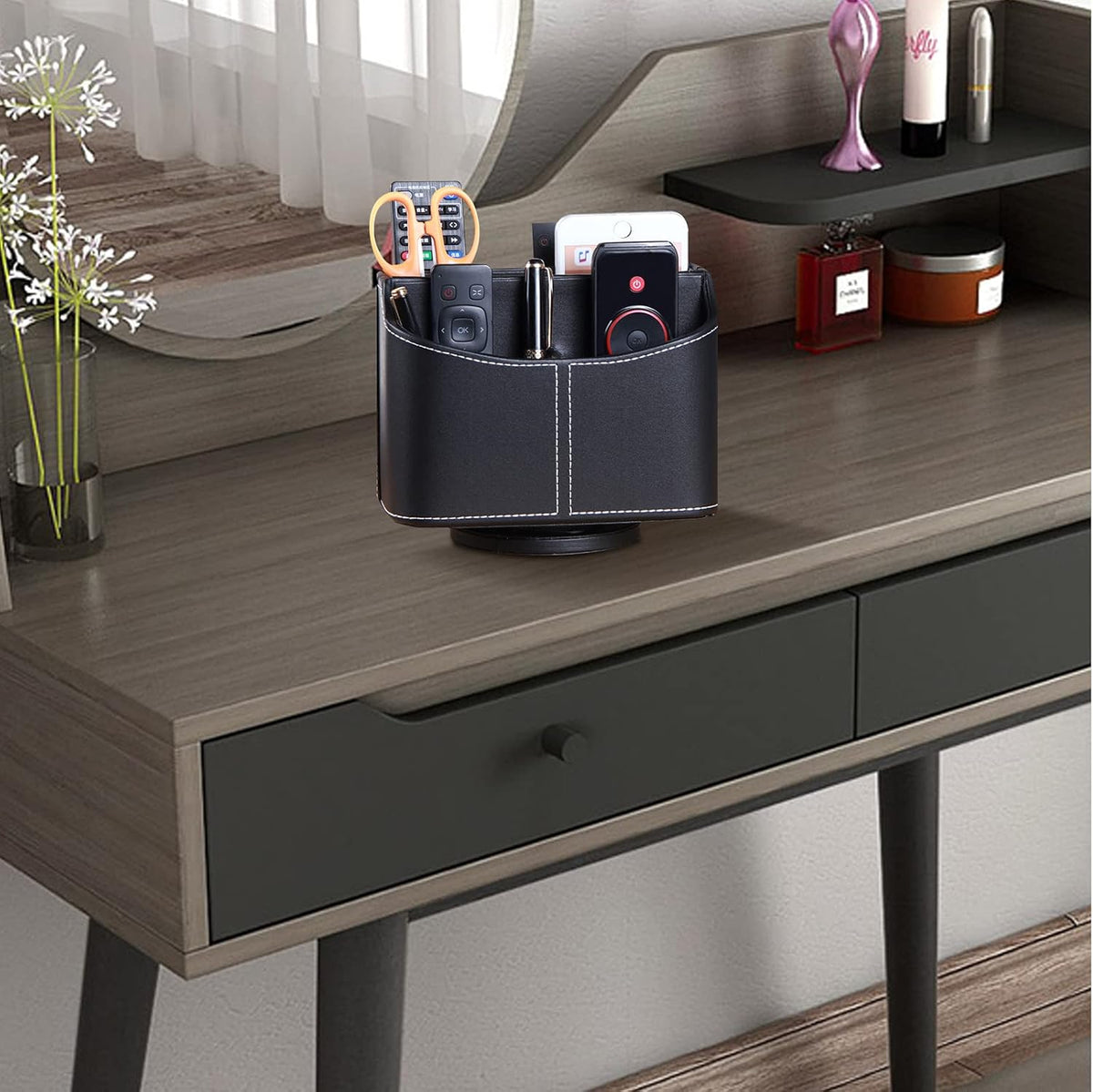 360° Rotatable Remote Control Holder,Tv Remote Caddy for Nightstand Table